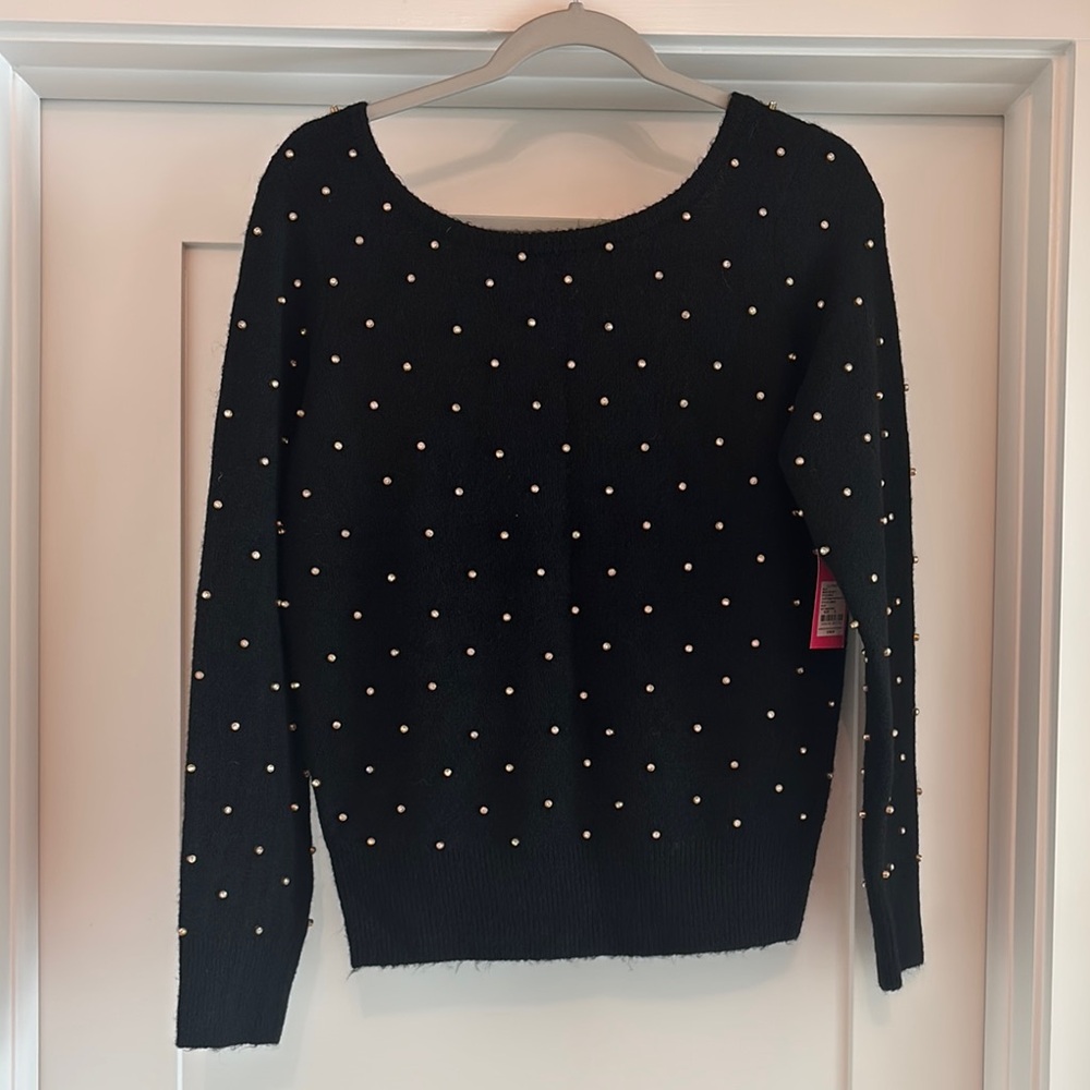 Lilly Pulitzer Black Sweater with Pearly Studs